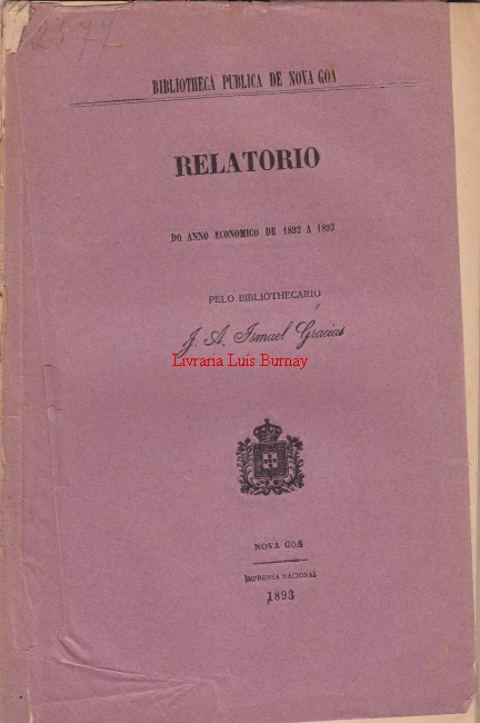 Relatorio do Anno Economico de 1892 a 1893 pelo bibliothecario...